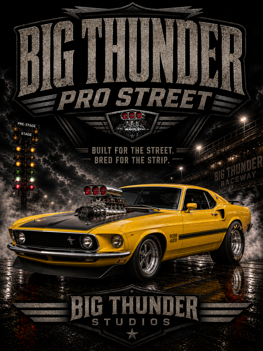 Vintage Pro Street Muscle Car T-Shirt | Big Thunder Studios