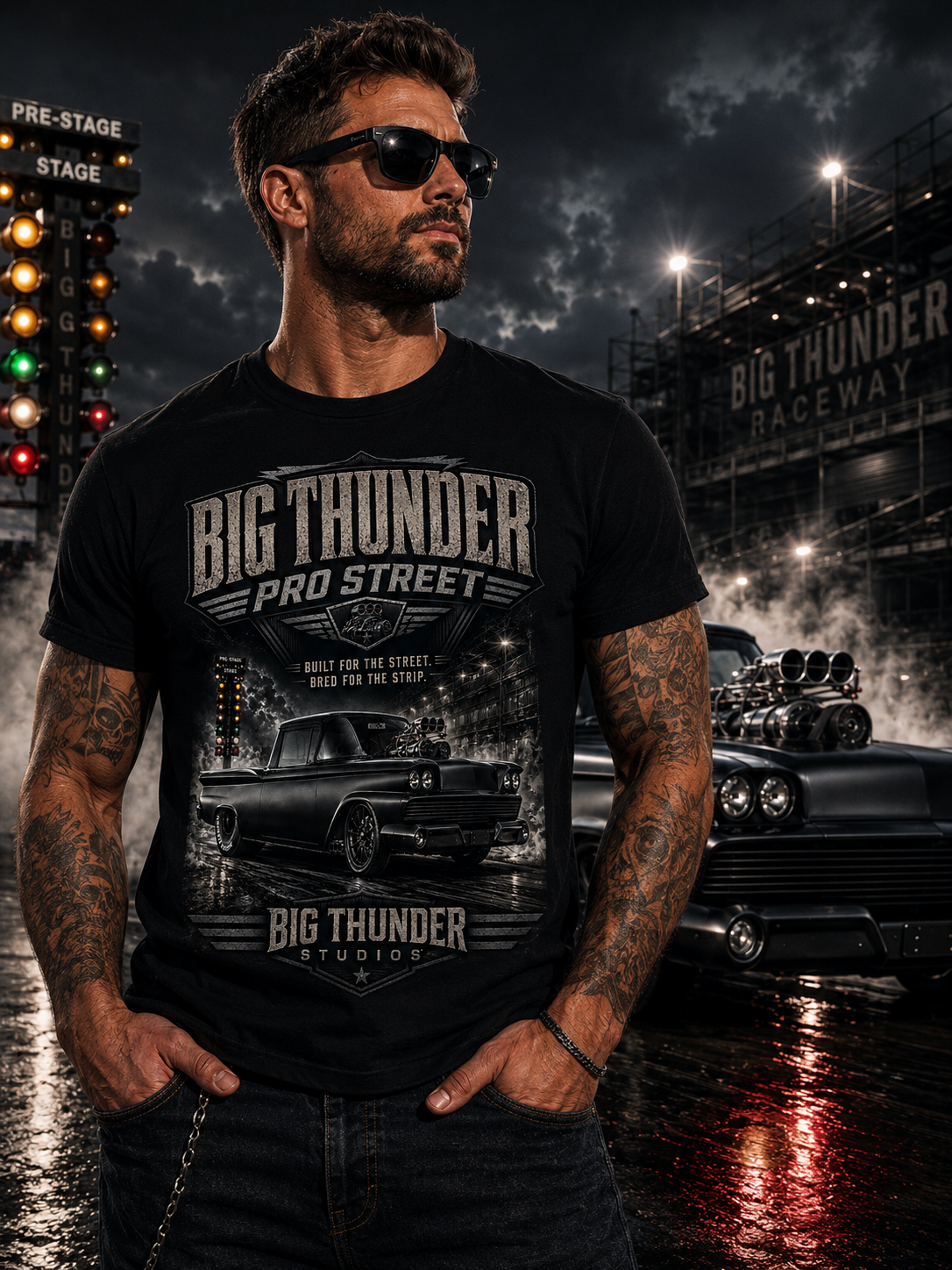 Vintage Pro Street Muscle Car T-Shirt | Big Thunder Studios