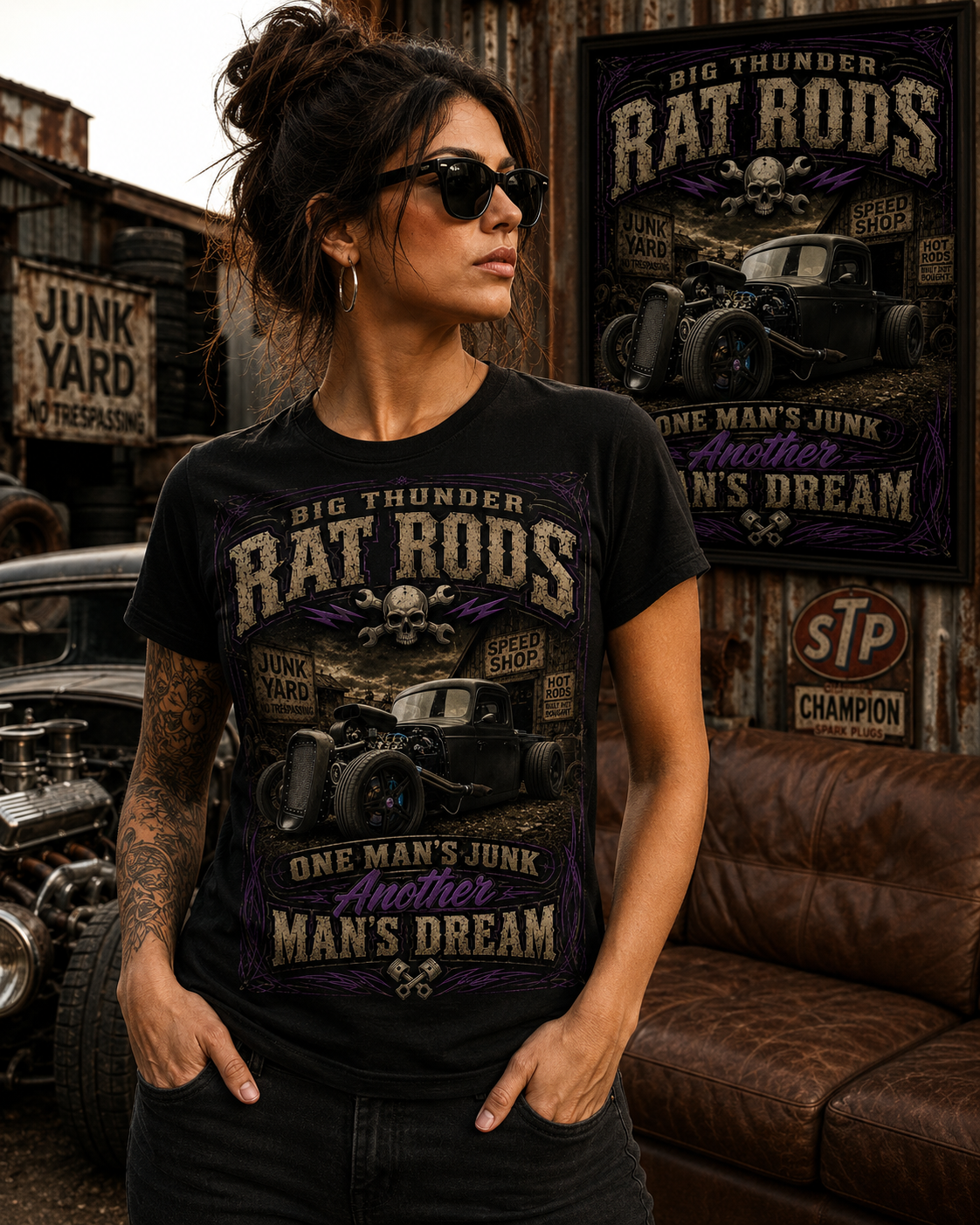 Rat Rods Vintage Car T-Shirt — "One Man's Junk, Another Man's Dream"