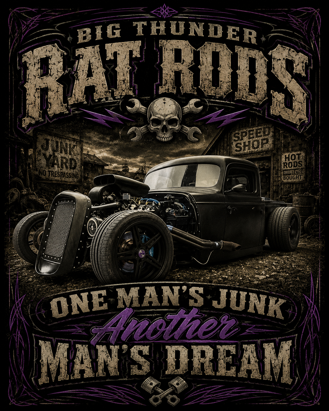 Rat Rods Vintage Car T-Shirt — "One Man's Junk, Another Man's Dream"