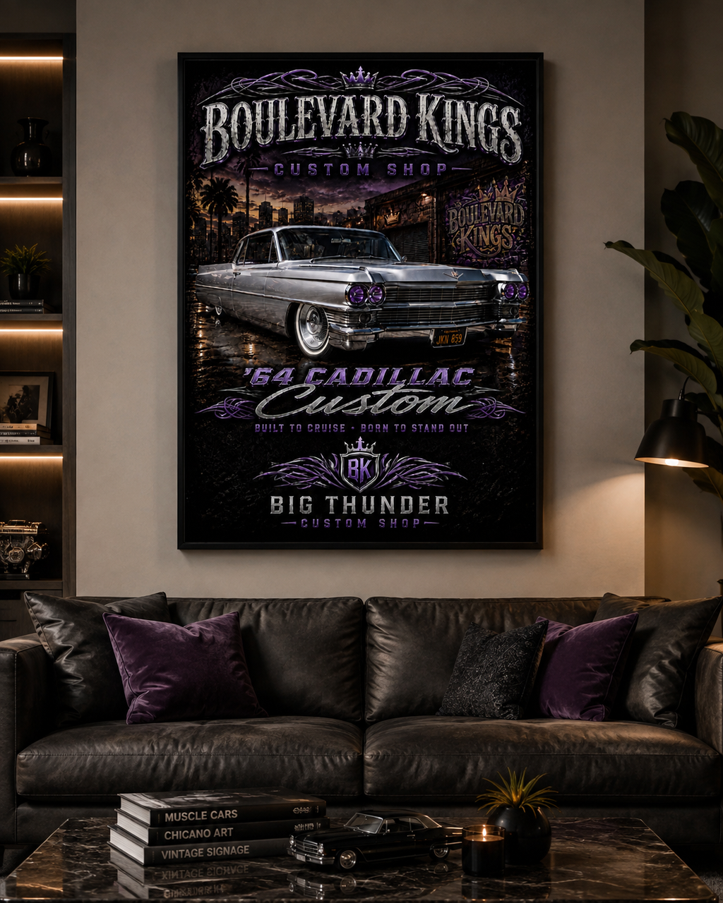 Boulevard Kings '64 Cadillac Custom' Gloss Poster – Classic Lowrider Car Wall Art