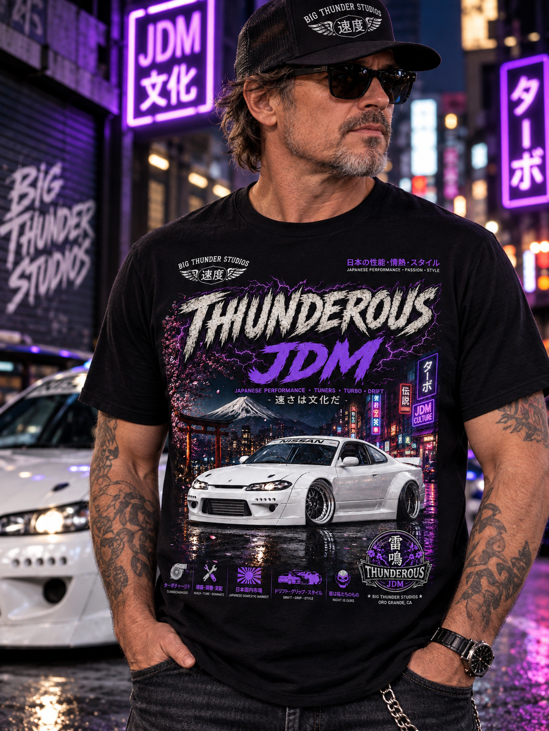 Thunderous JDM Sports Car Tee — Vintage Night Street Racing T-Shirt