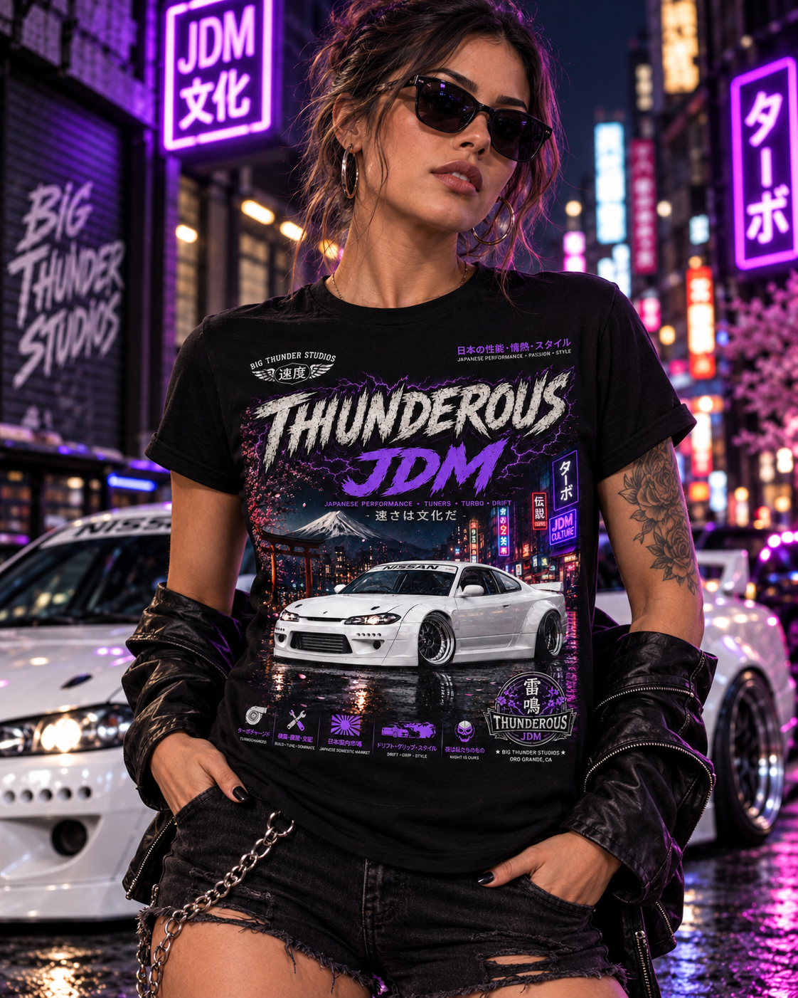 Thunderous JDM Sports Car Tee — Vintage Night Street Racing T-Shirt
