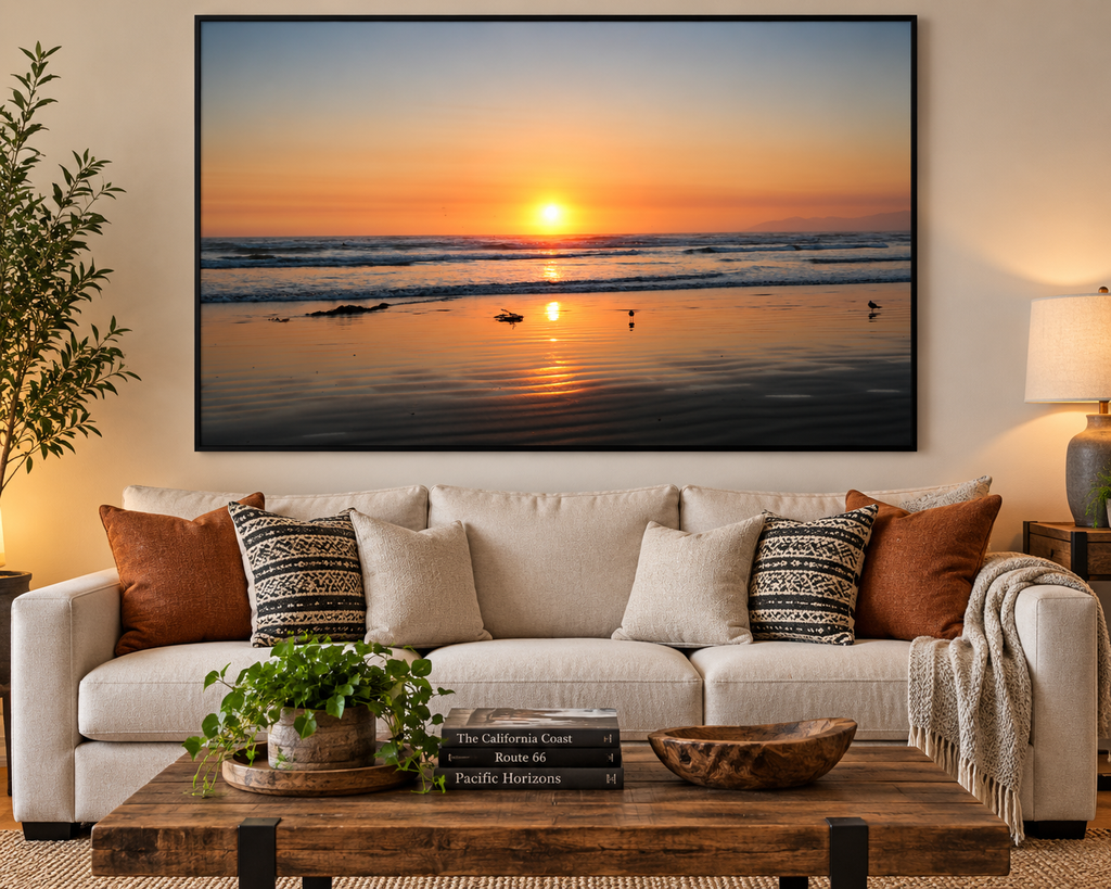 Pismo Beach Sunset Matte Poster — Horizontal Coastal Wall Art
