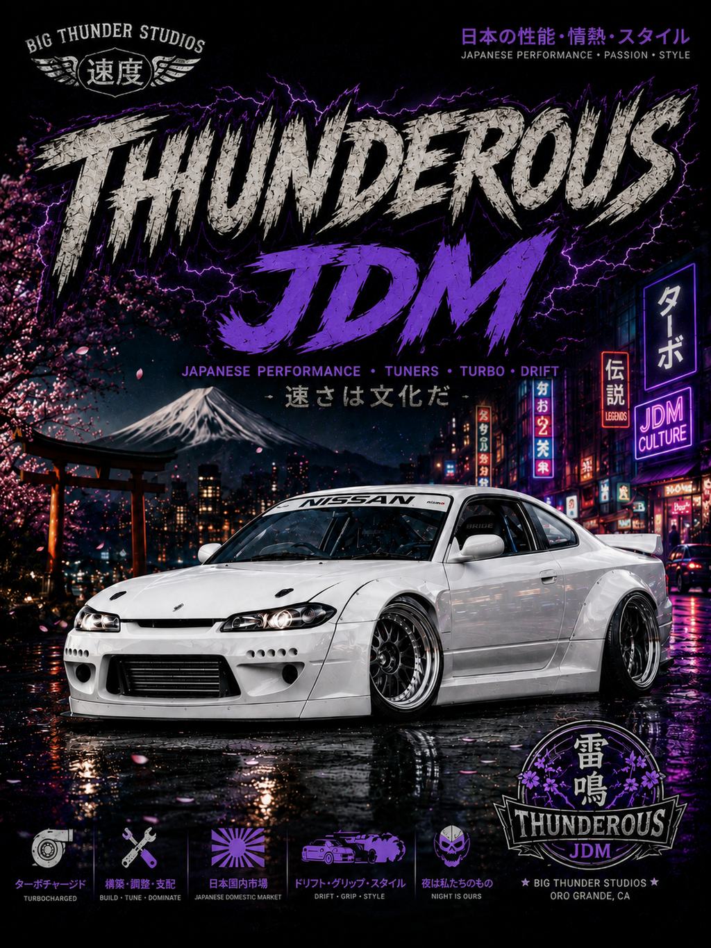 Thunderous JDM Car Poster — Matte Vertical Automotive Wall Art