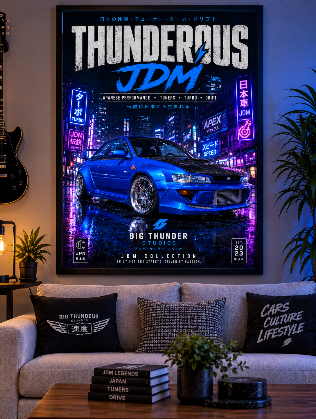 Thunderous JDM Matte Poster — Blue Subaru Street Racing Print