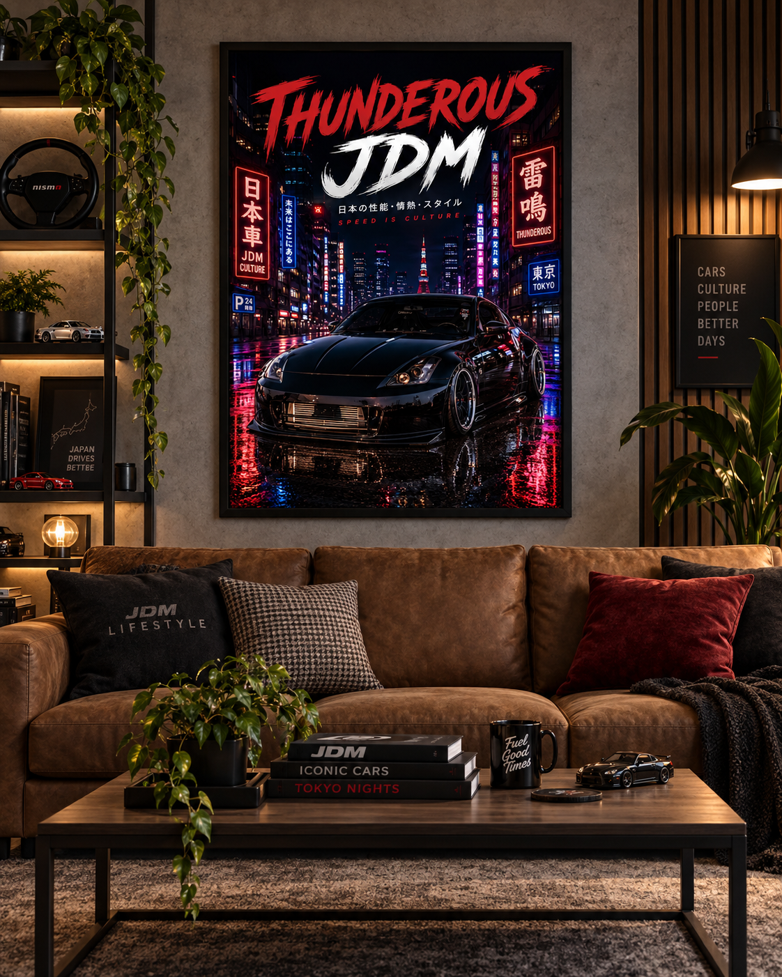 Thunderous JDM Matte Poster — Night City Nissan Sports Car Print