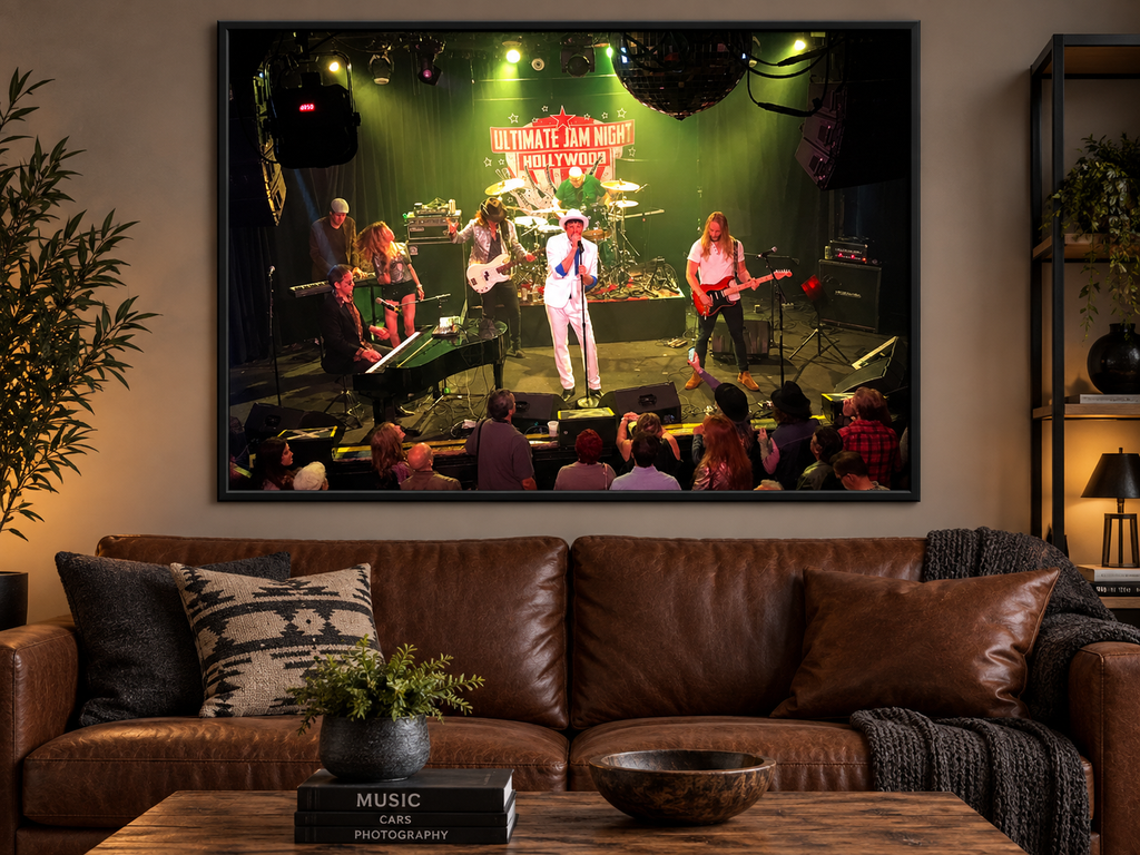 Chuck Wright Live Concert Band Matte Poster — Vintage Rock Stage Photo (Horizontal)