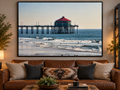 Huntington Beach Pier Matte Horizontal Poster — Coastal Wall Art Print
