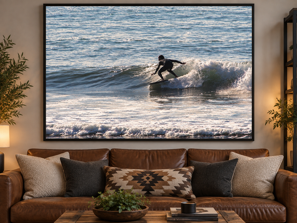 Surfing Wave Matte Horizontal Poster — Coastal Surf Photography Wall Art