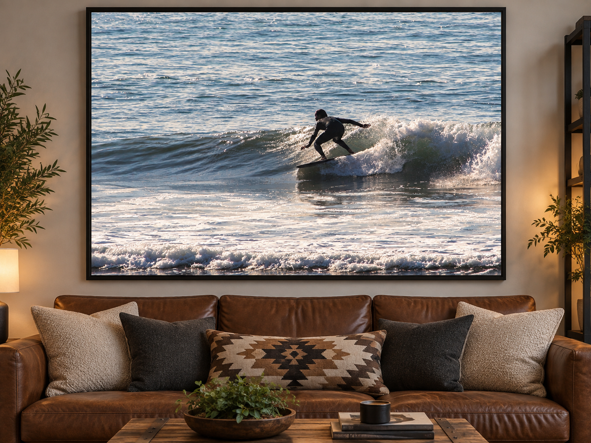 Surfing Wave Matte Horizontal Poster — Coastal Surf Photography Wall Art