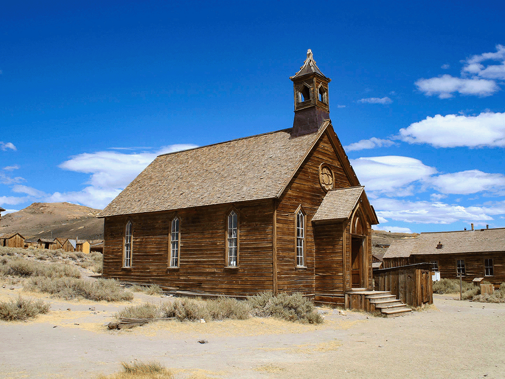 Bodie Ghost Town Church Matte Poster — Vintage Bodie Landscape Wall Art
