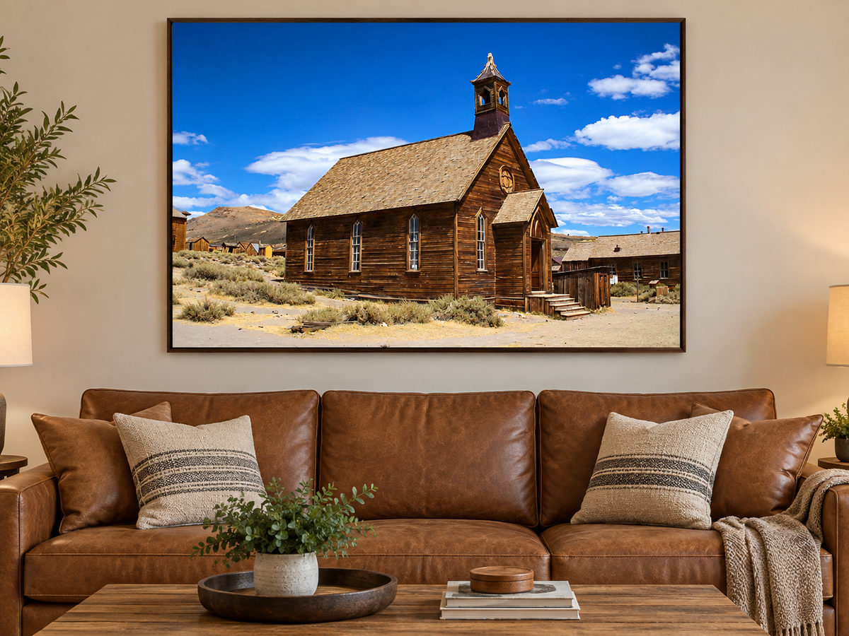 Bodie Ghost Town Church Matte Poster — Vintage Bodie Landscape Wall Art