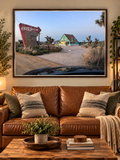 Vintage Desert Motel Matte Poster — Roadside 'Easy' Sign Photography