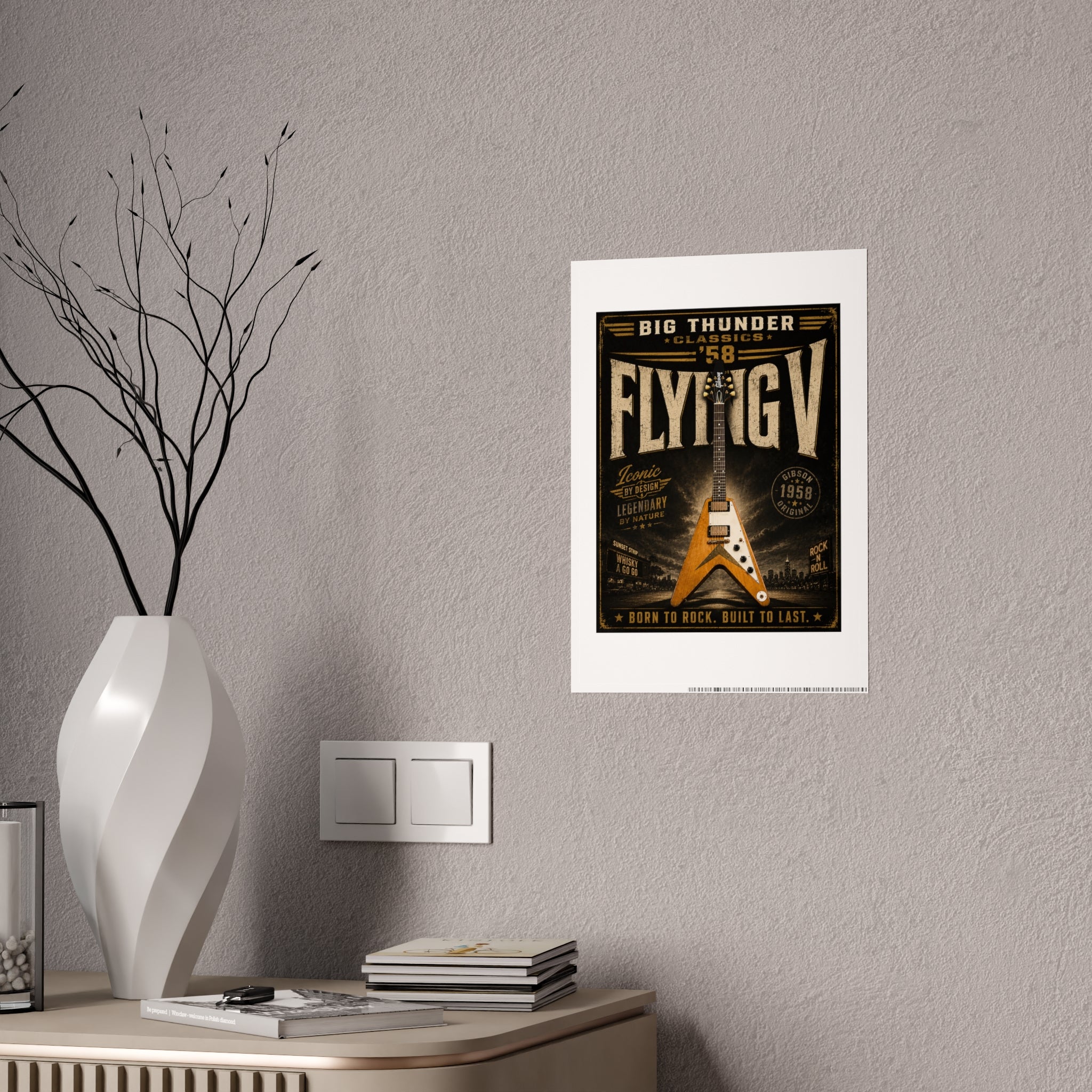 Flying V Guitar Poster Gloss Poster | Vintage Rock Music Wall Art