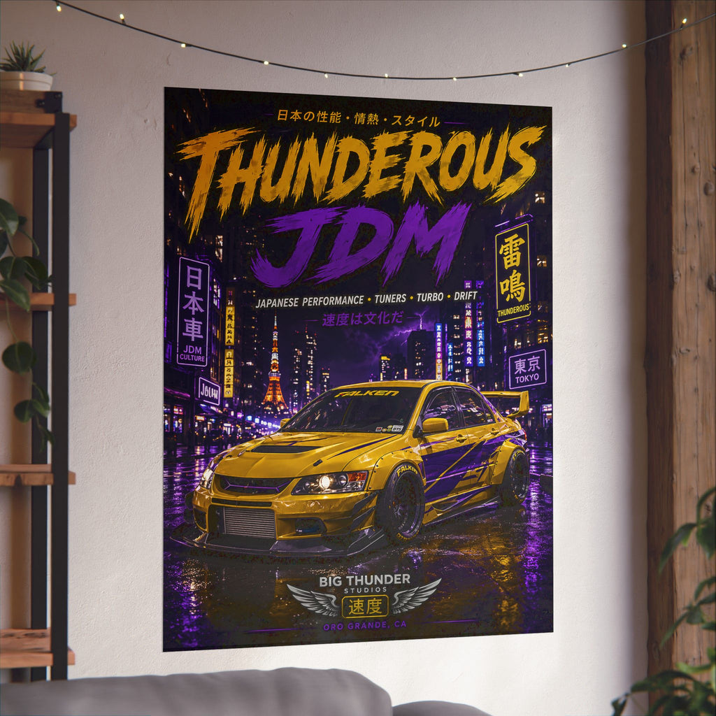 Thunderous JDM Matte Poster — Yellow Tokyo Street Racing Car