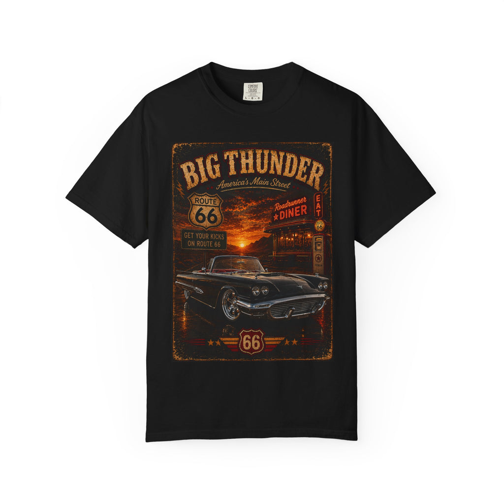 Route 66 Big Thunder | Black Roadside Convertible Graphic T-Shirt