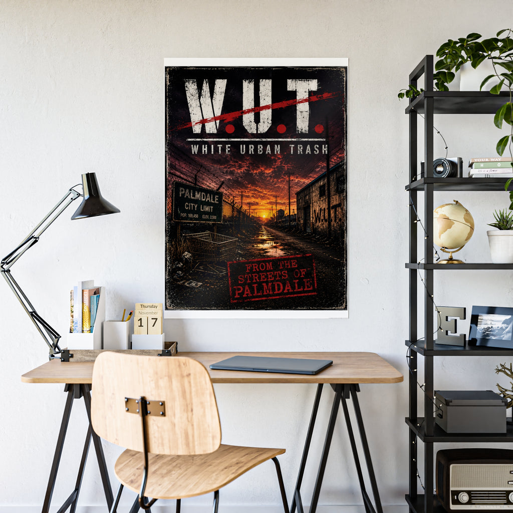 Gloss Poster — W.U.T. (White Urban Trash) Palmdale Sunset Street Art Print