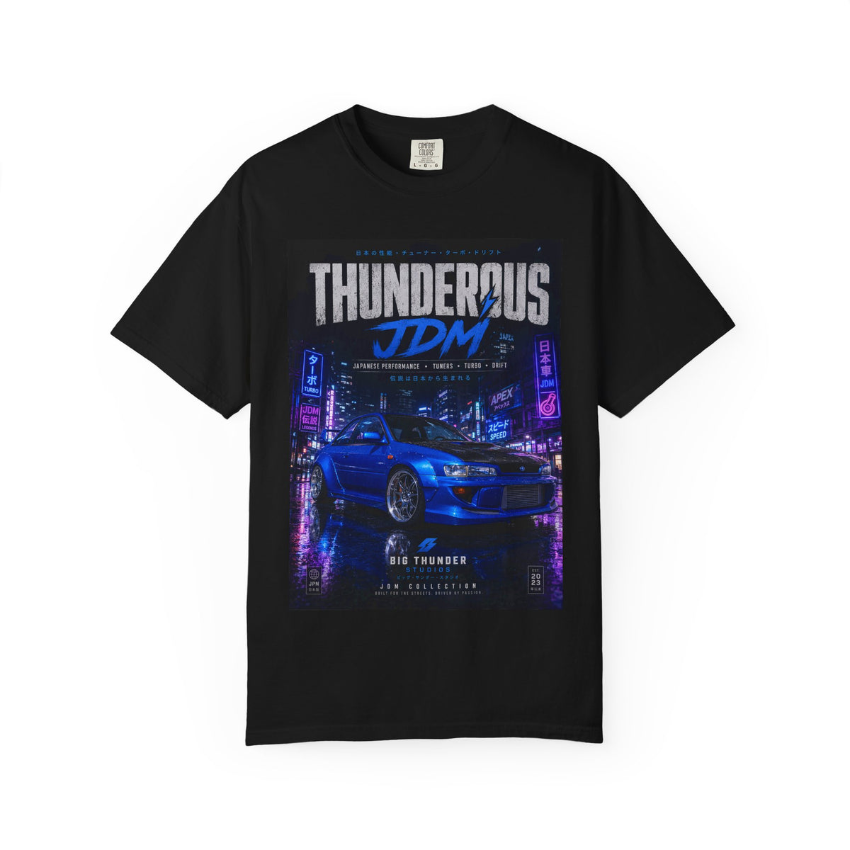 JDM Thunderous Car T‑Shirt — Blue Skyline Racing Graphic