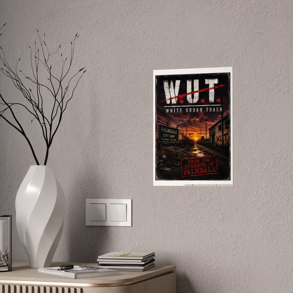 Gloss Poster — W.U.T. (White Urban Trash) Palmdale Sunset Street Art Print