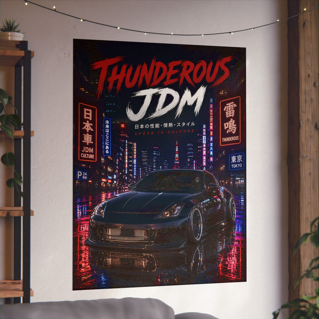 Thunderous JDM Matte Poster — Night City Nissan Sports Car Print