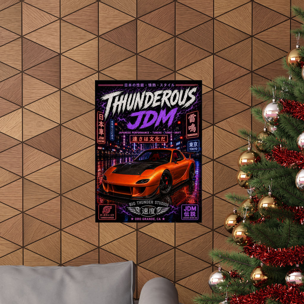 Thunderous JDM Car Poster — Matte Vertical Racing Wall Art