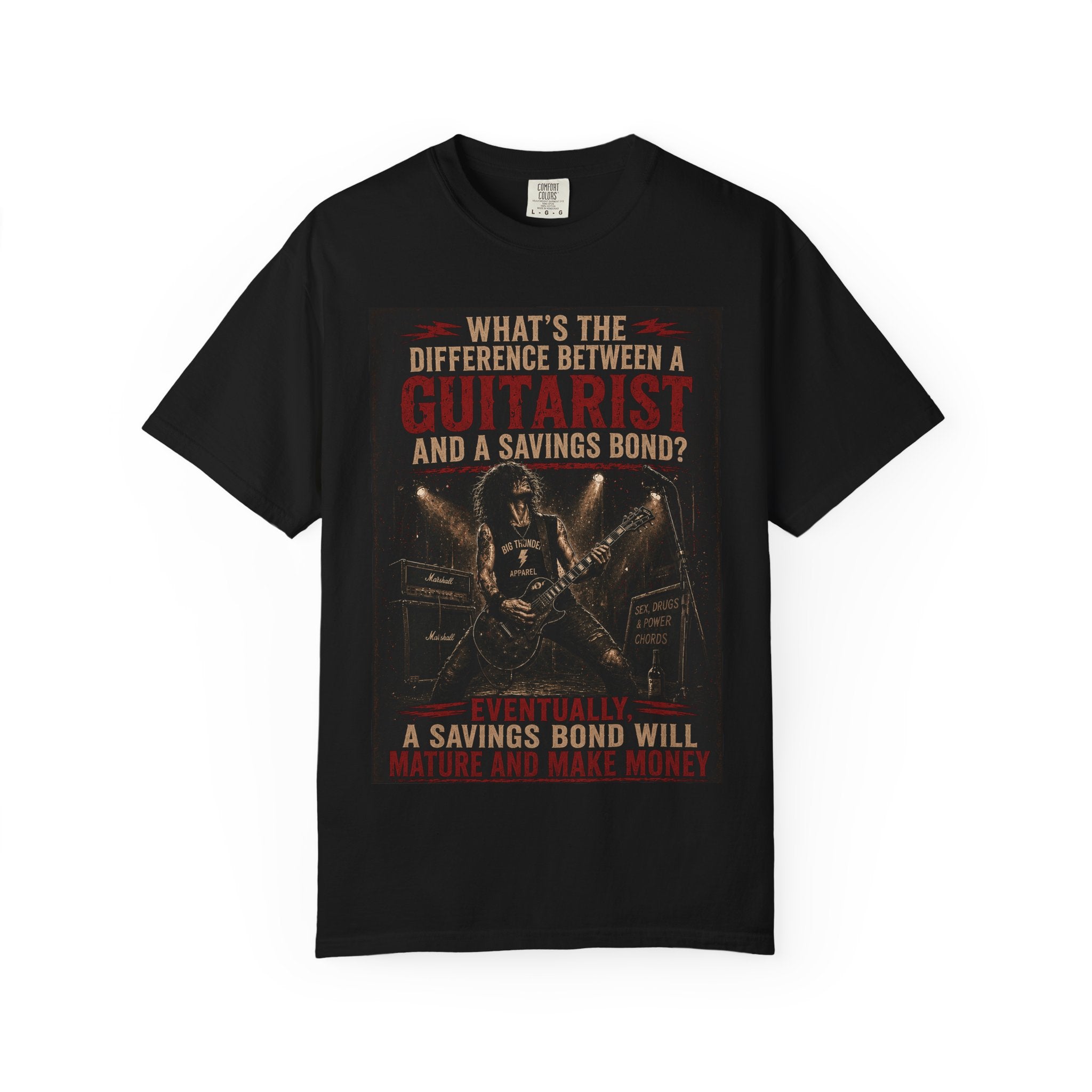 Guitarist Rock Poster T-Shirt | Big Thunder Electric Guitar Art
