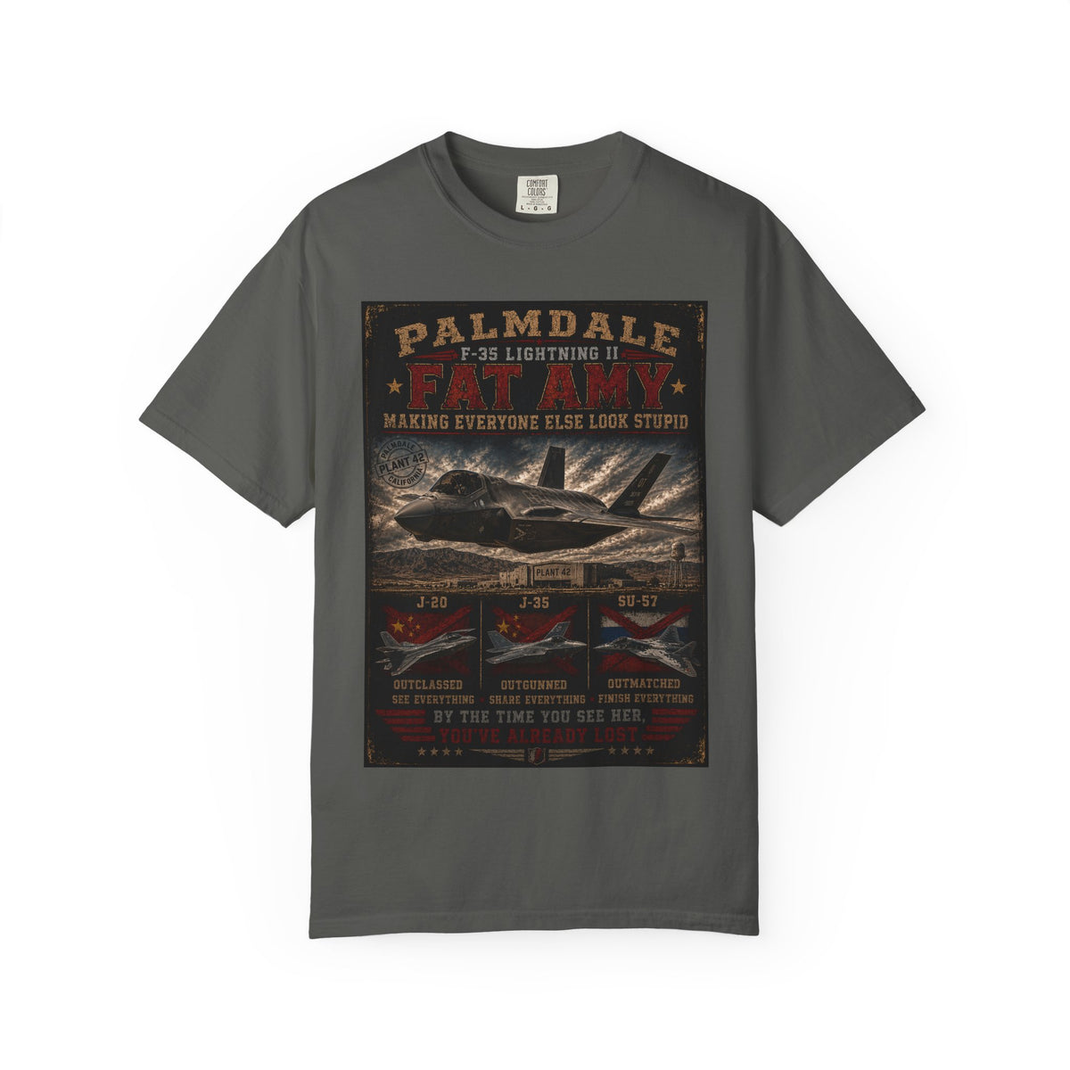 Palmdale F-35 Lightning II Fighter Jet T-shirt | Military Aircraft Poster