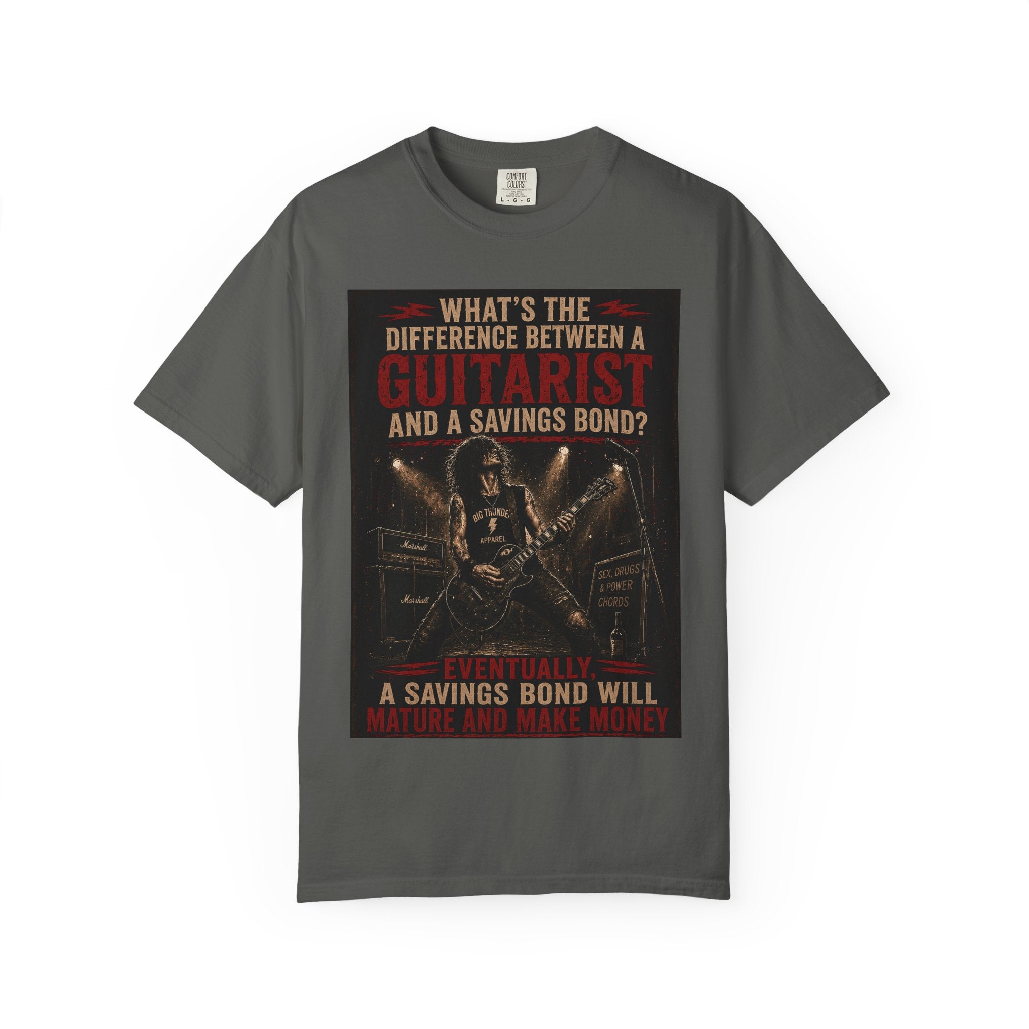 Guitarist Rock Poster T-Shirt | Big Thunder Electric Guitar Art