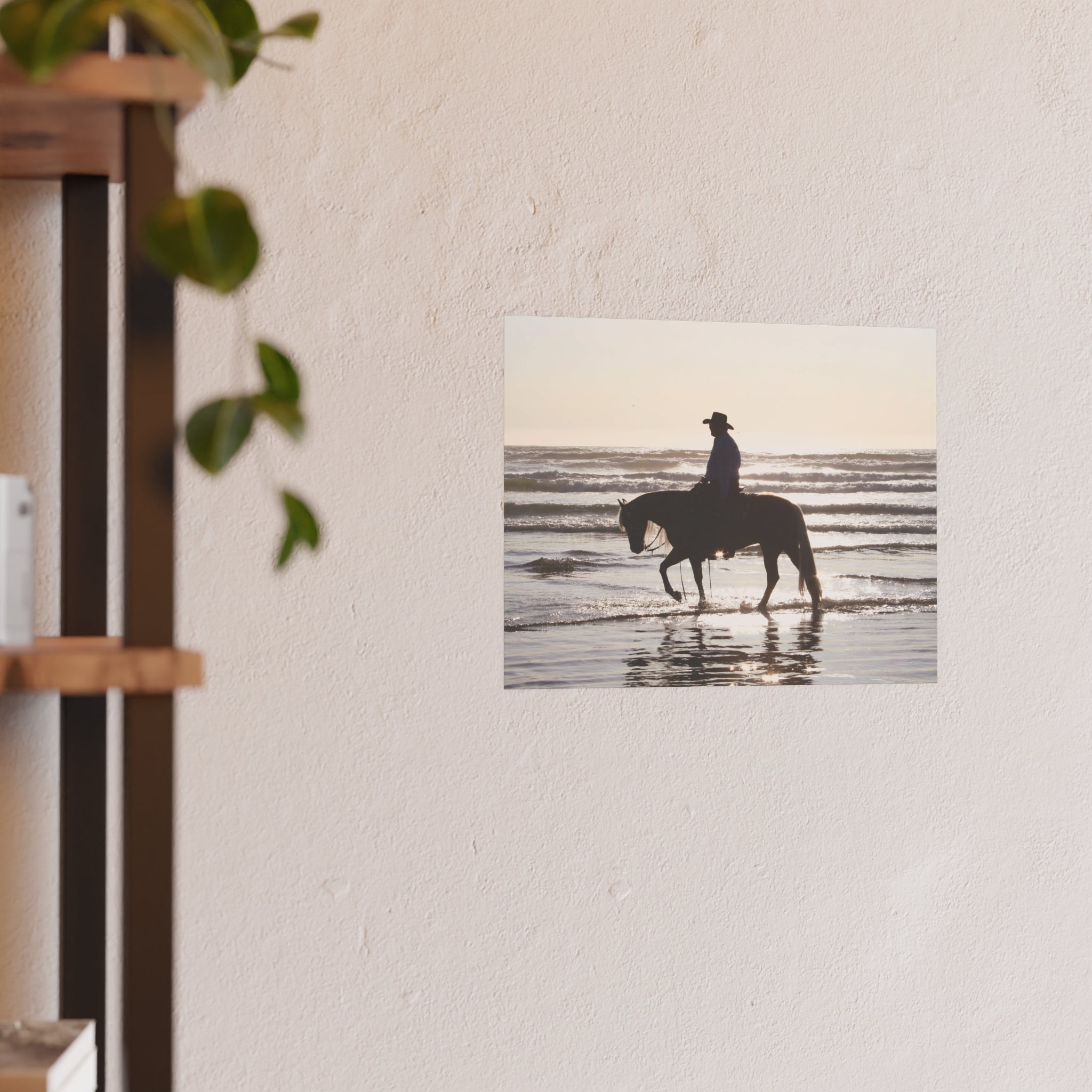 Surf Rider on Pismo Beach at Sunset | Horseback Beach Silhouette Sunset, Western Equine Wall Art