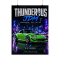 JDM Thunderous Matte Poster — Neon Night Green Sports Car Print