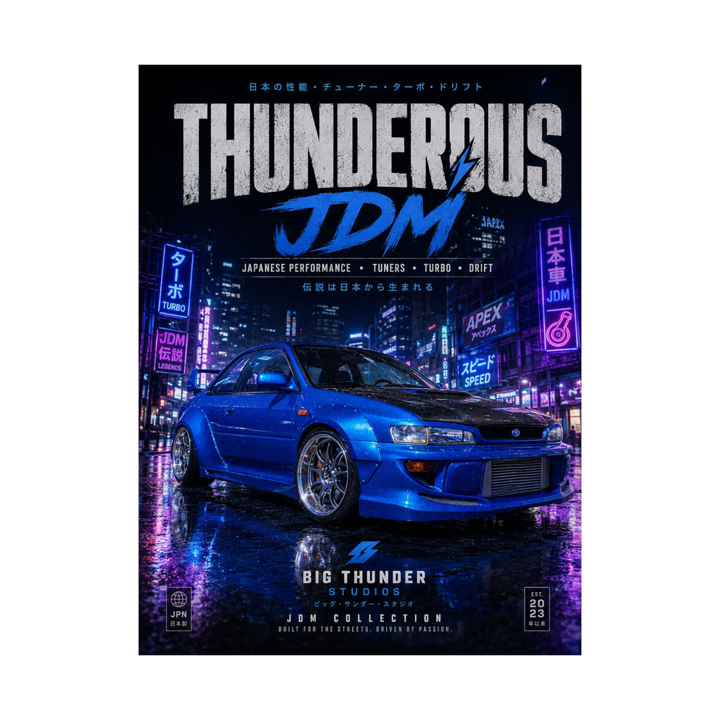 Thunderous JDM Matte Poster — Blue Subaru Street Racing Print
