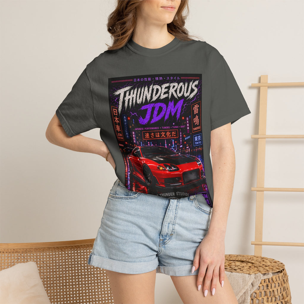 Thunderous JDM Tee — Neon Night Skyline Sports Car T-Shirt
