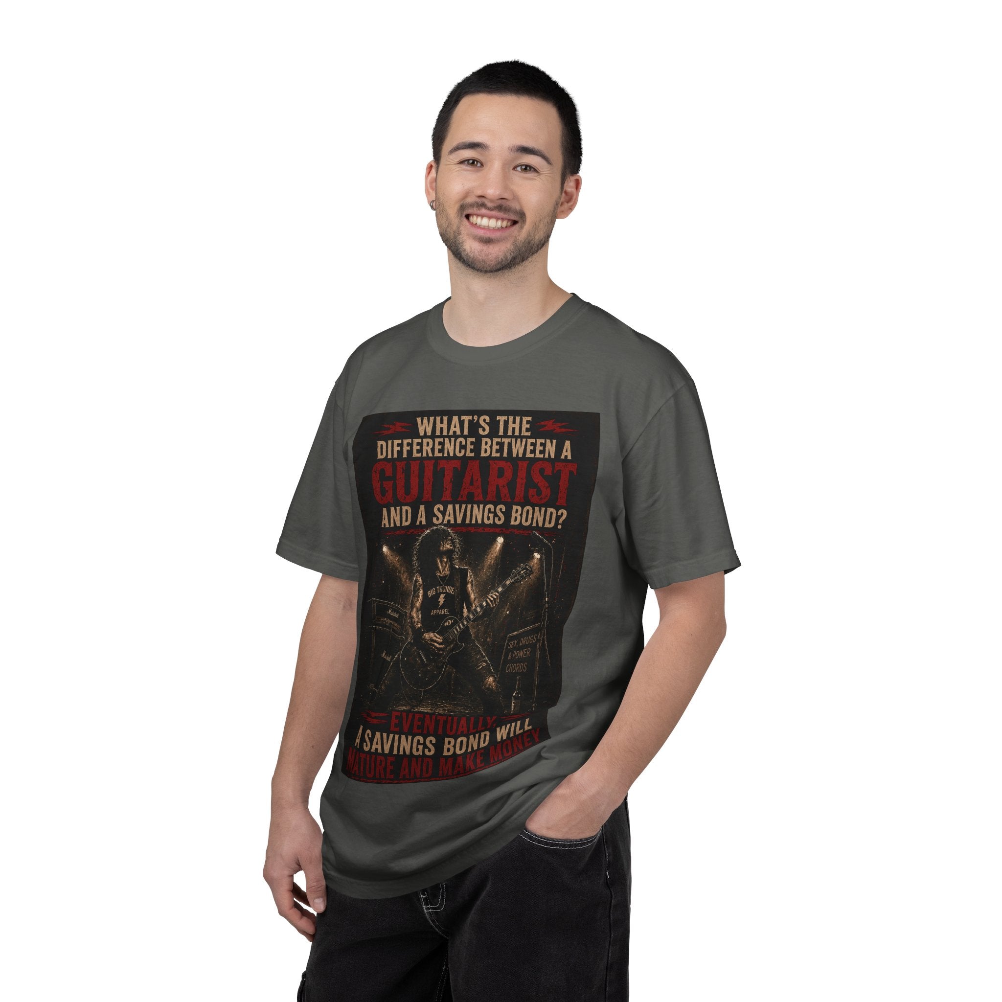 Guitarist Rock Poster T-Shirt | Big Thunder Electric Guitar Art
