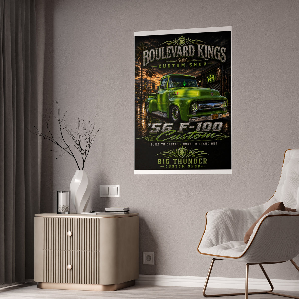 Gloss Poster — Green 1956 Ford F-100 Custom Truck Wall Art