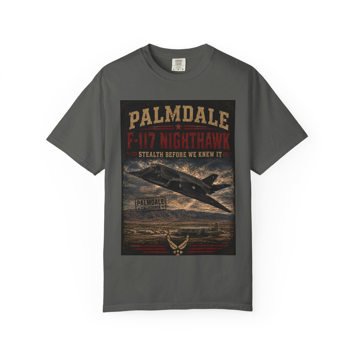 Palmdale F-117 Nighthawk Stealth Graphic T-Shirt | Military Aircraft Poster