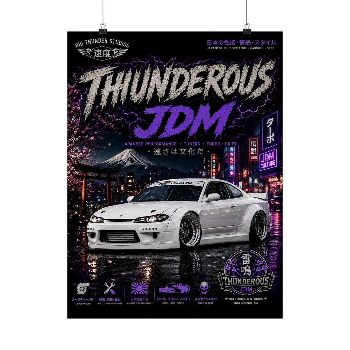 Thunderous JDM Car Poster — Matte Vertical Automotive Wall Art