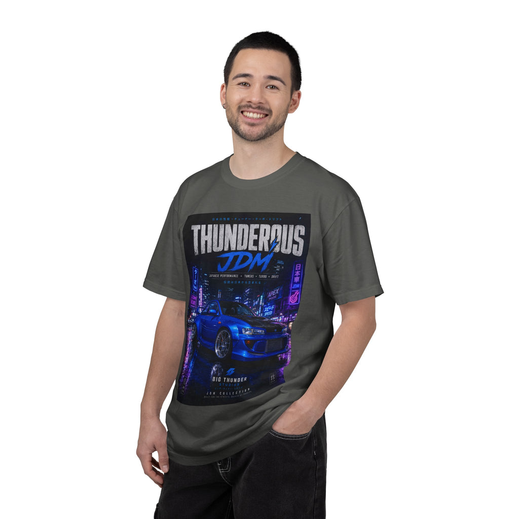 JDM Thunderous Car T‑Shirt — Blue Skyline Racing Graphic