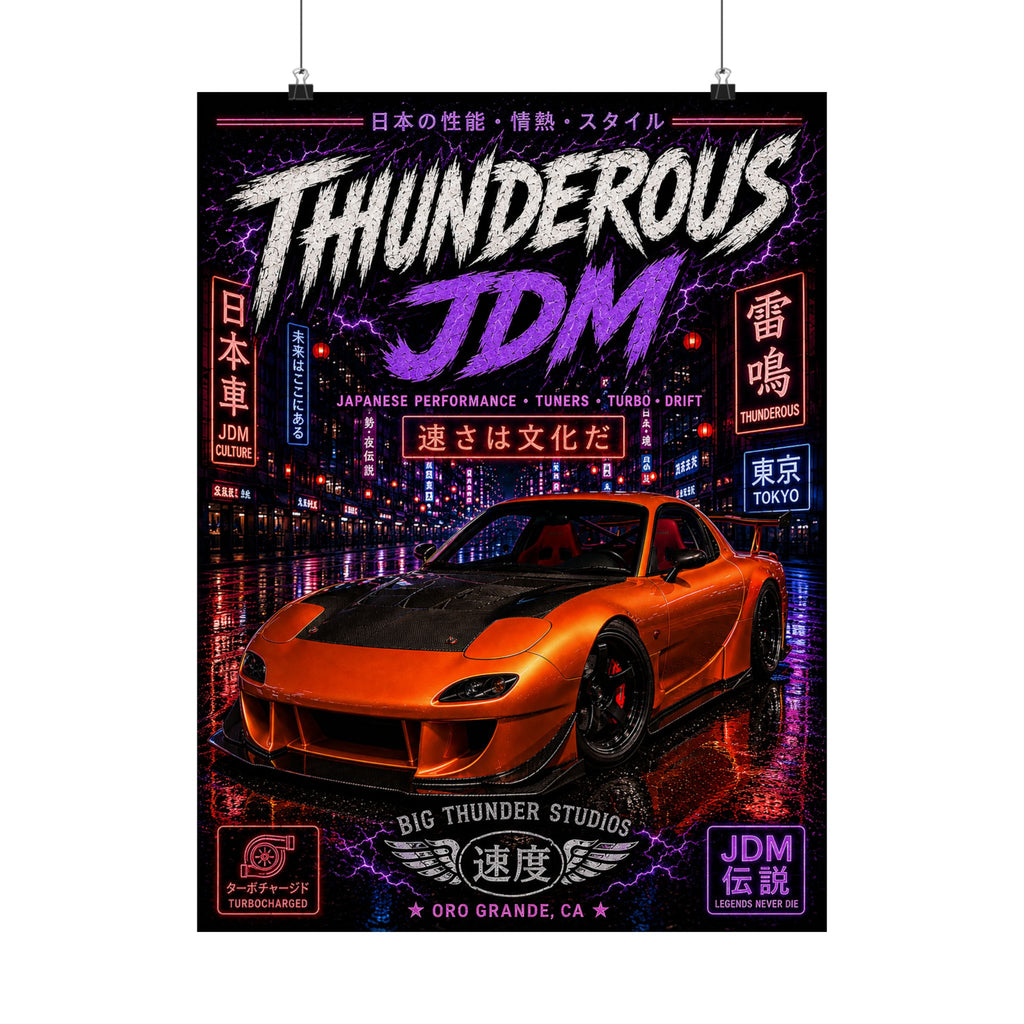Thunderous JDM Car Poster — Matte Vertical Racing Wall Art