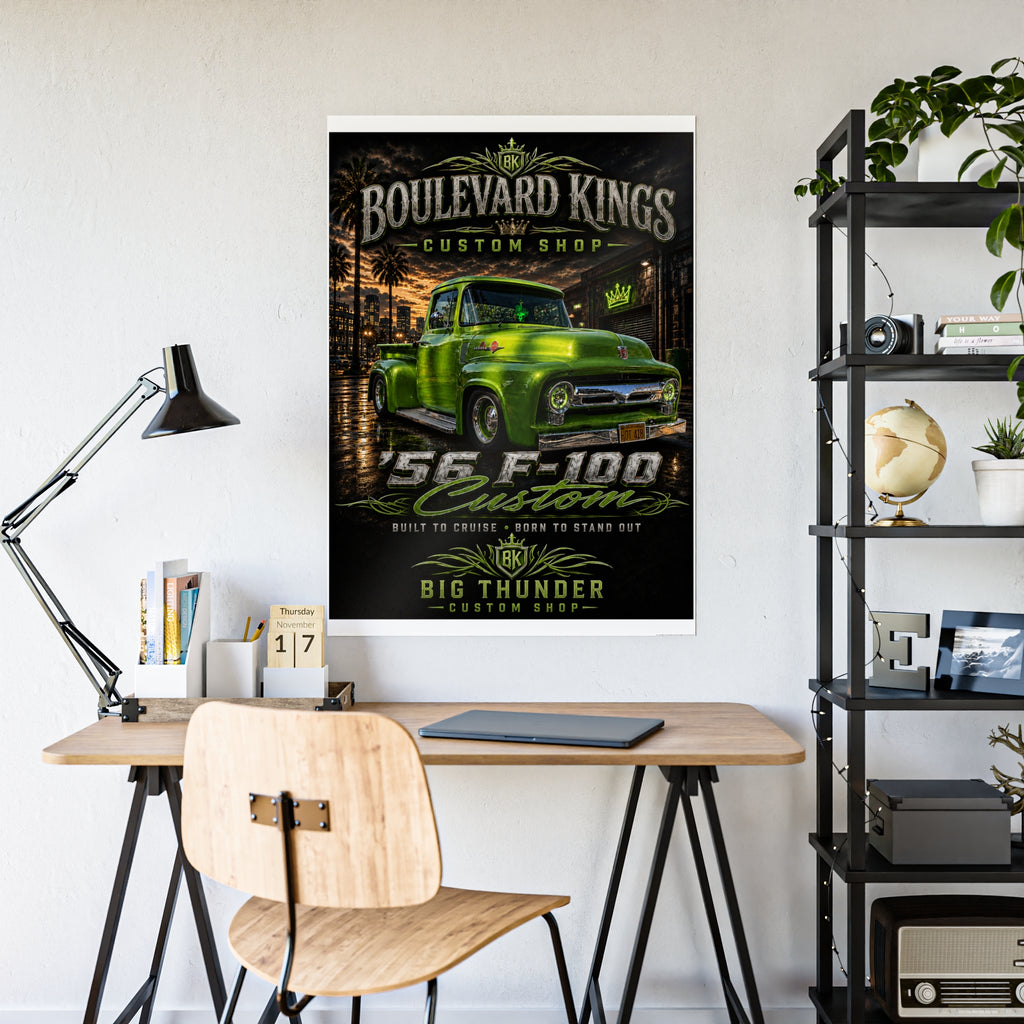 Gloss Poster — Green 1956 Ford F-100 Custom Truck Wall Art
