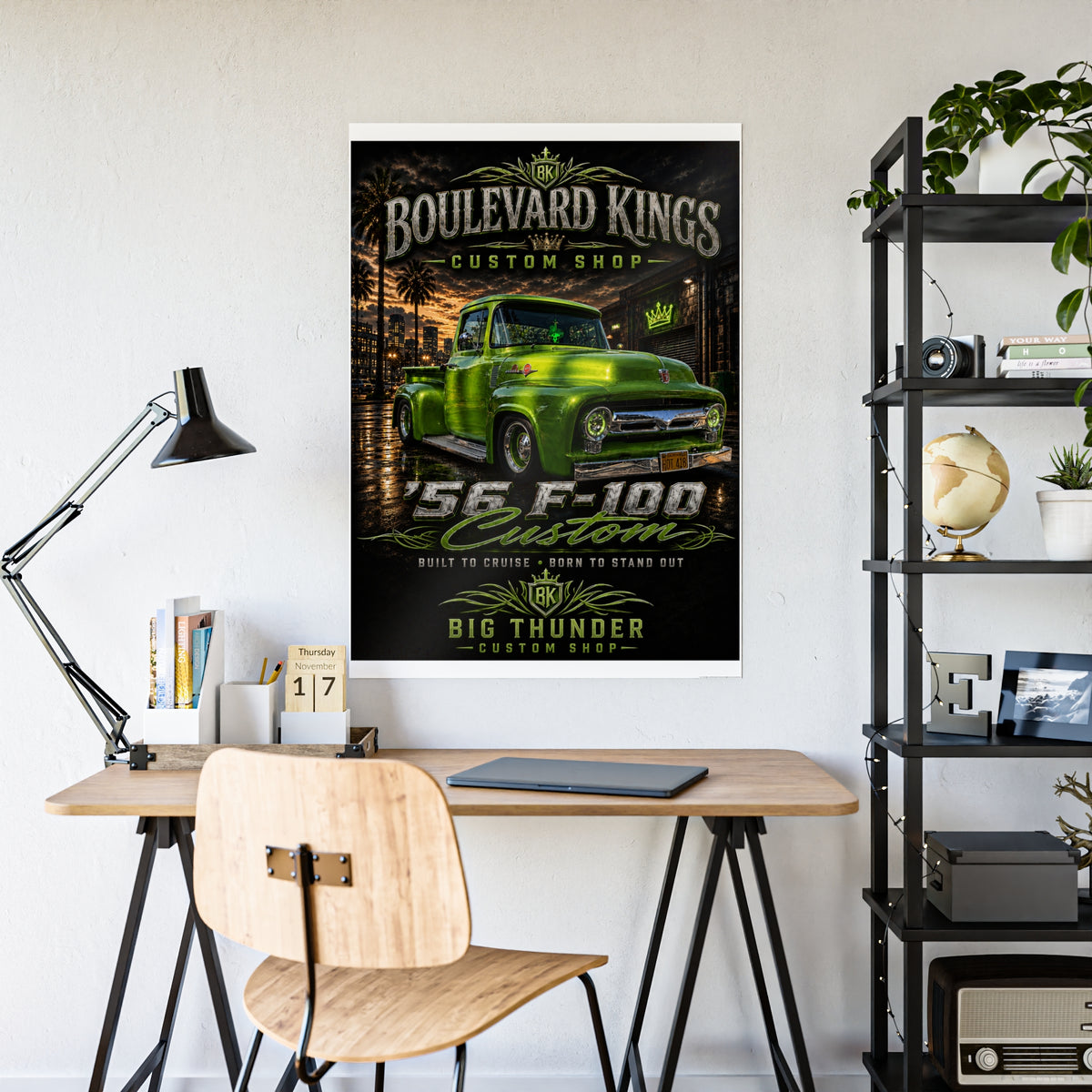 Gloss Poster — Green 1956 Ford F-100 Custom Truck Wall Art