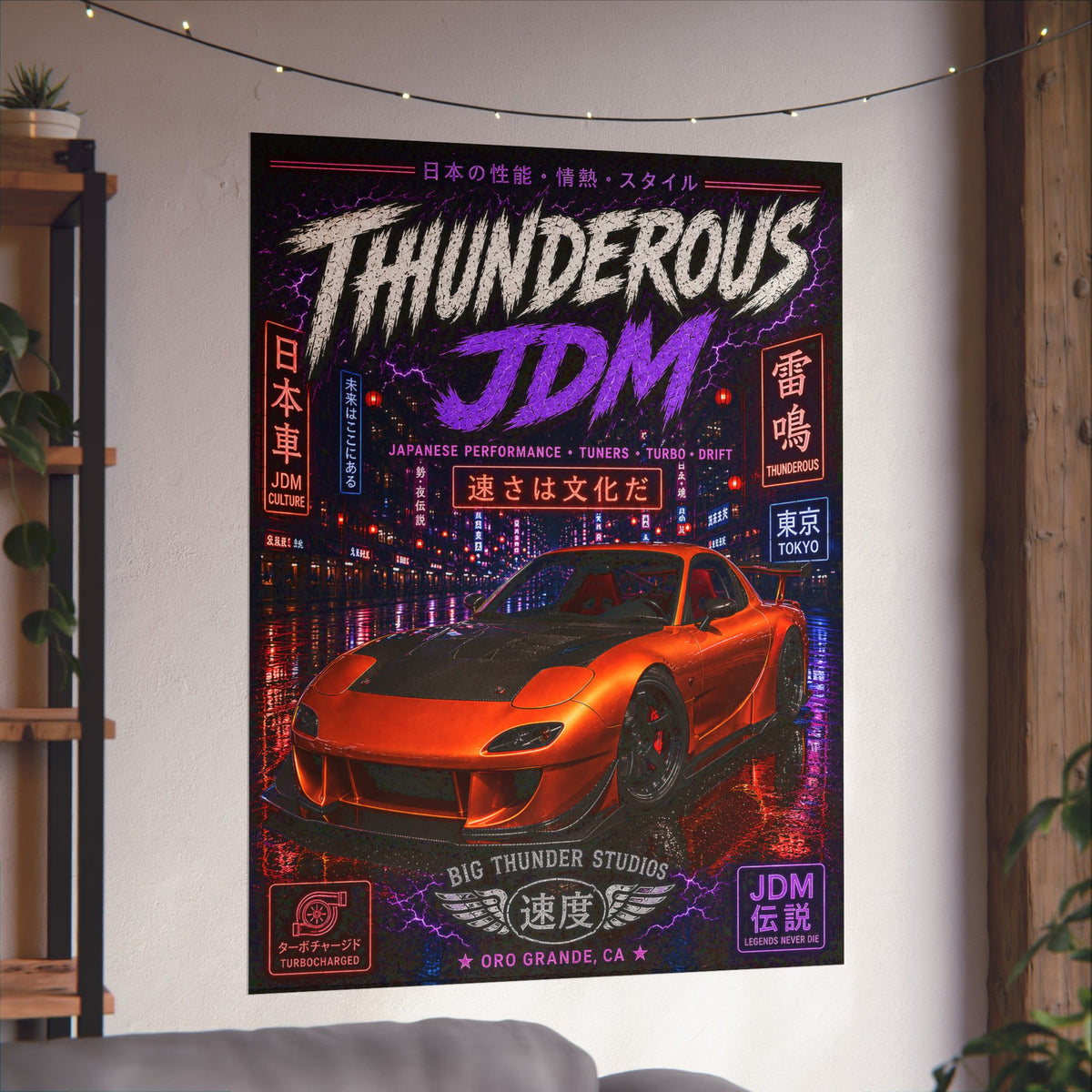 Thunderous JDM Car Poster — Matte Vertical Racing Wall Art