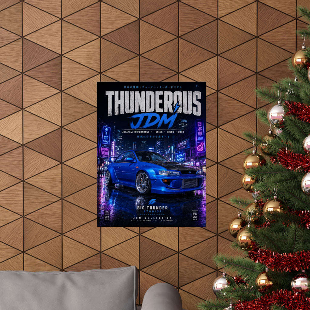 Thunderous JDM Matte Poster — Blue Subaru Street Racing Print