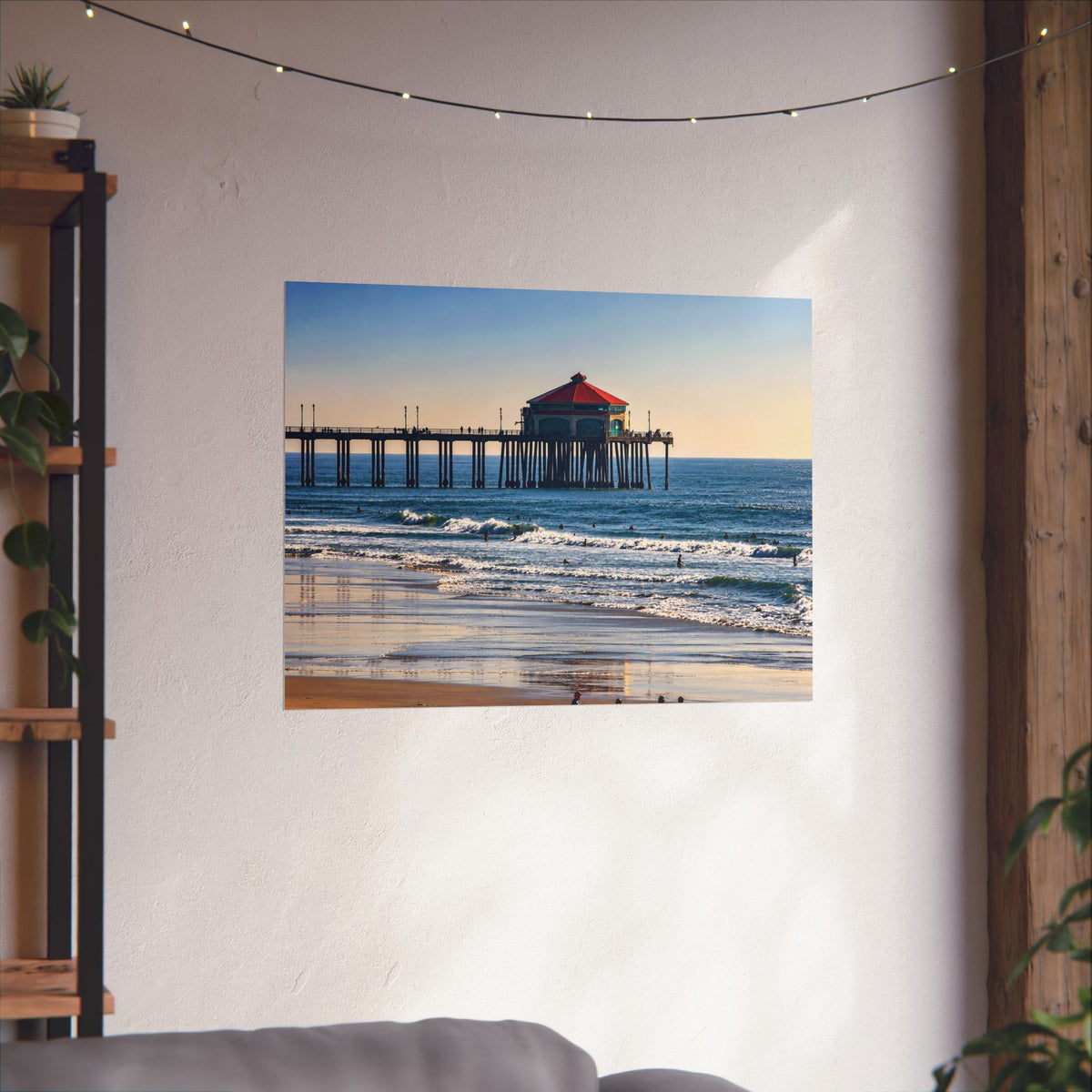 Huntington Beach Pier Matte Horizontal Poster — Coastal Wall Art Print